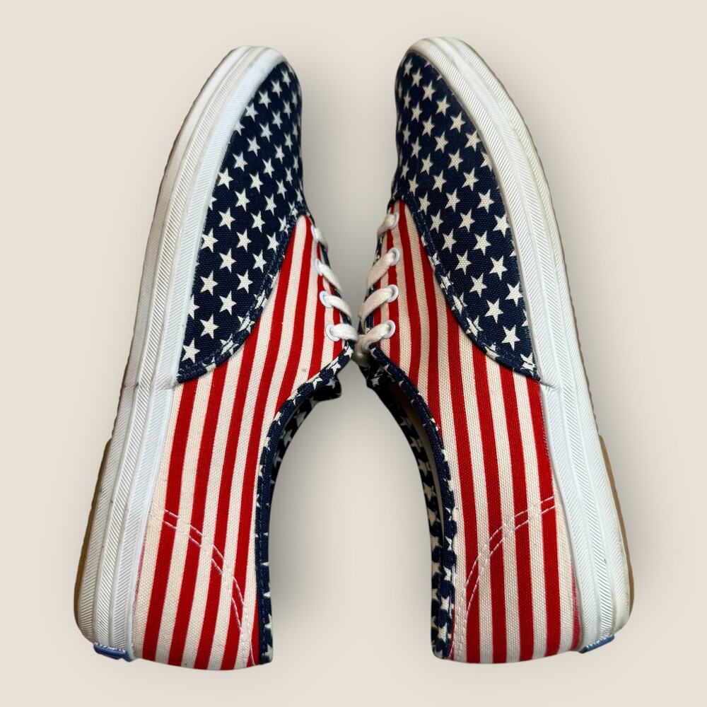 Keds American Flag USA Canvas Sneakers Women Size 9 Lace Up Red White Blue Stars - Picture 5 of 9